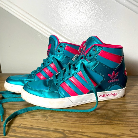 Pink & aqua high top adidas - Picture 1 of 3